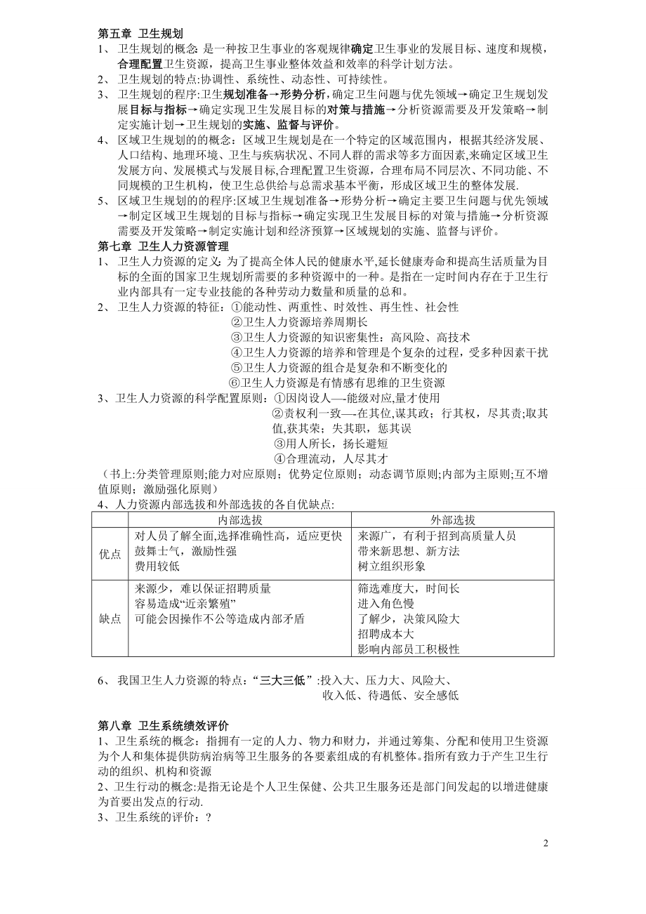 卫生事业管理重点总结整理版——二临.doc_第2页