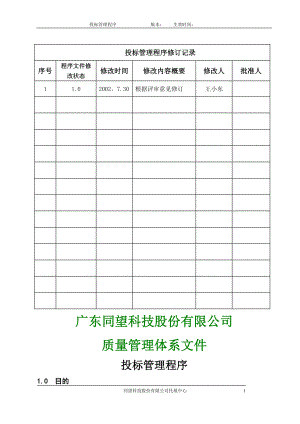 质量管理体系文件-----投标管理程序.doc