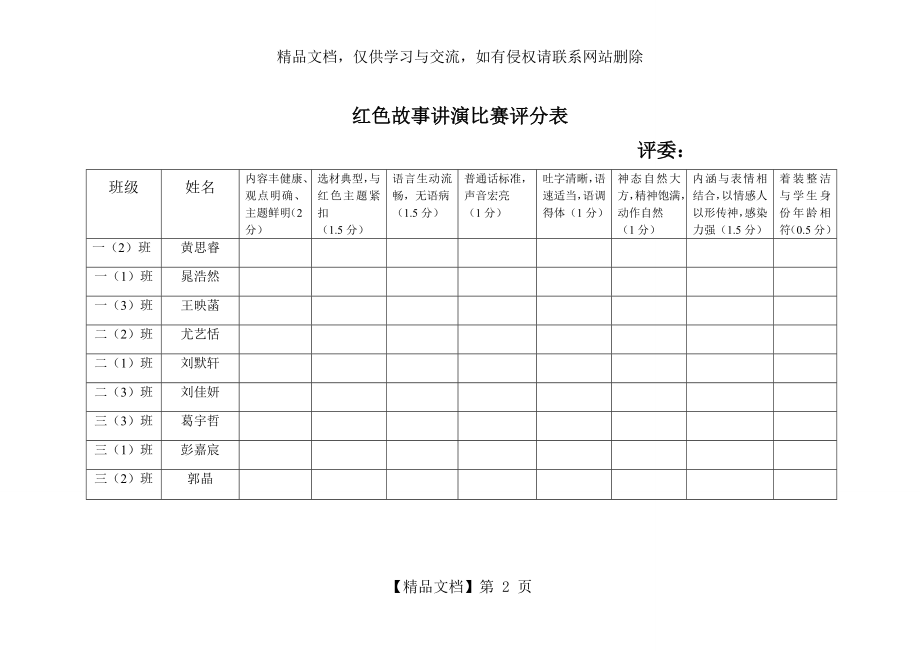 讲故事、演讲比赛评分表.doc_第2页