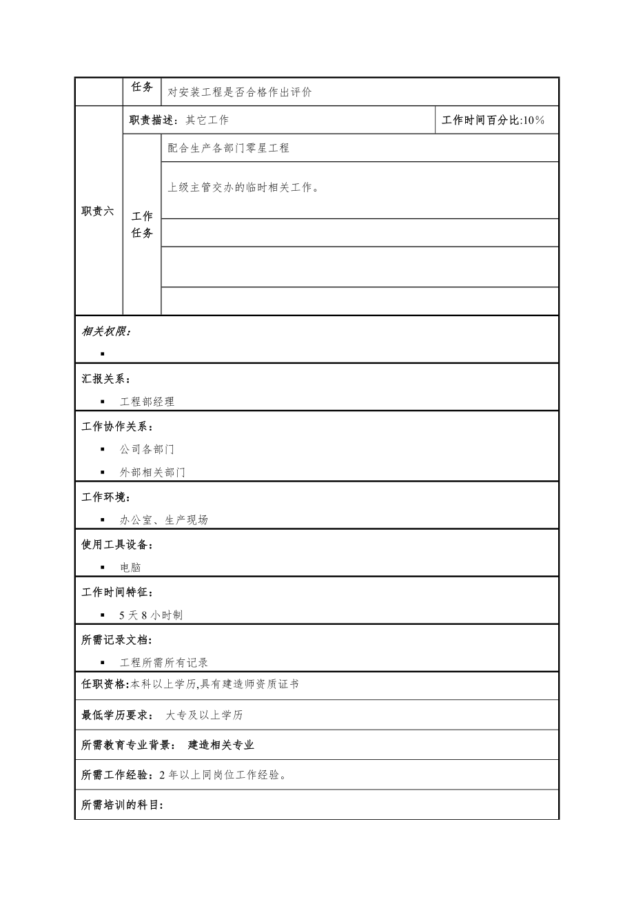 设备安装工程师岗位说明书.doc_第2页