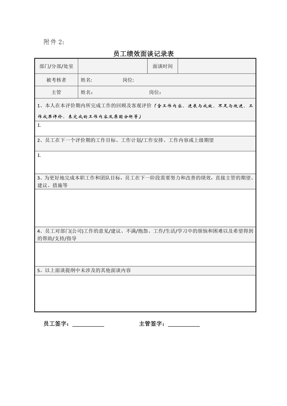 员工绩效面谈记录表-员工绩效面谈表范本.doc_第1页