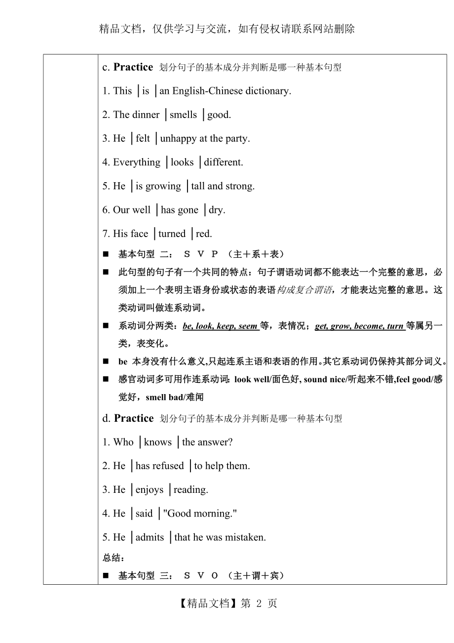 简单句的五种基本句型及练习.doc_第2页