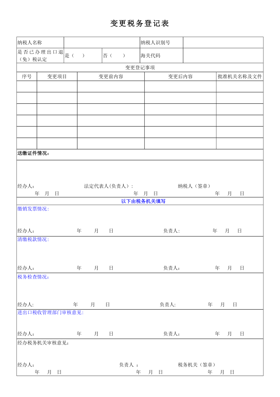 变更税务登记申请表(空白)国税.doc_第1页