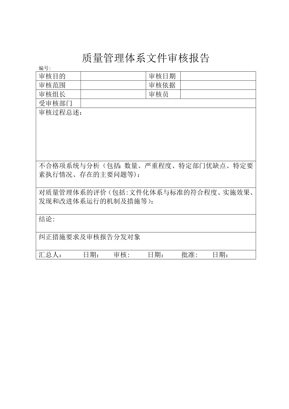 质量管理体系文件审核报告.doc_第1页