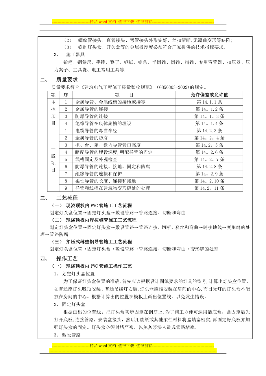 质量技术交底记录(现浇顶板内管路敷设工程).docx_第2页