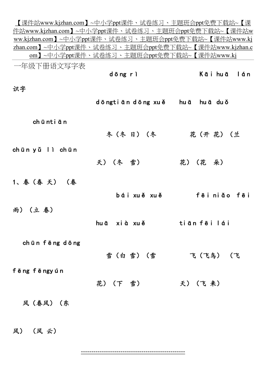 部编版一年级下册带拼音写字词表.doc_第2页