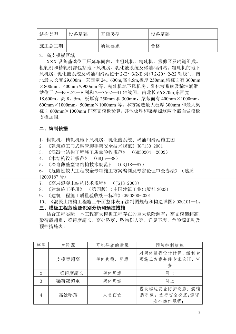 轧机设备基础高大模板施工方案.doc_第2页