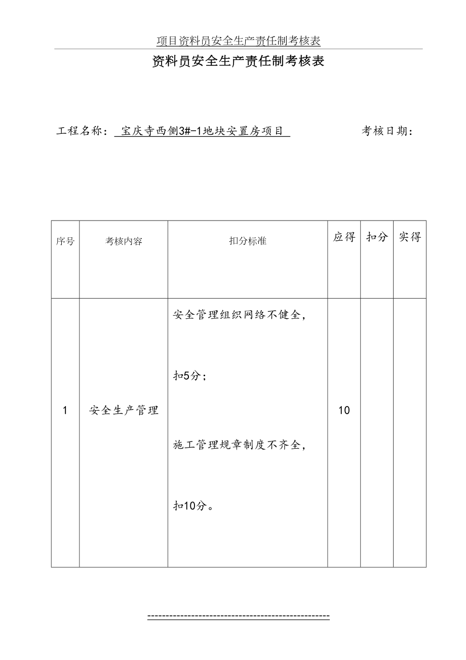 项目资料员安全生产责任制考核表.doc_第2页