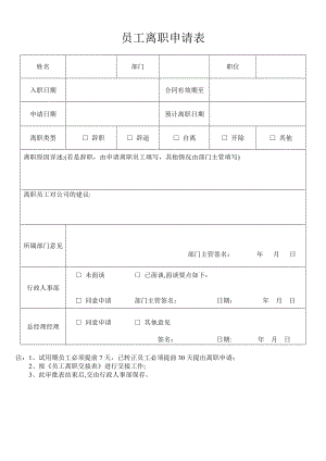 员工离职申请表&交接表.doc