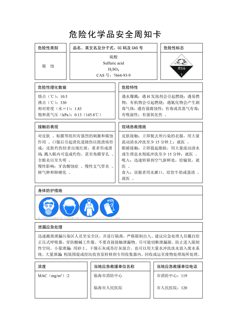 危险化学品安全周知卡(样本).doc_第1页