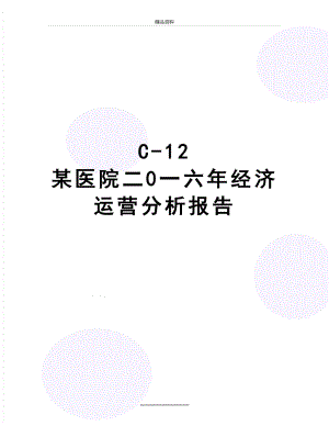 最新C-12 某医院二0一六年经济运营分析报告.doc