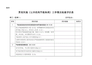 贯彻实施《公共机构节能条例》工作情况检查评价表.doc