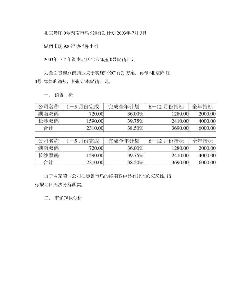 双鹤药业湖南市场920行动计划(精)-(2).doc_第1页