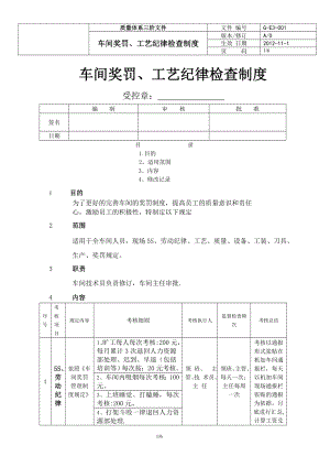 车间奖罚、工艺纪律检查制度.doc