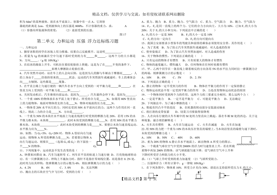 第二单元-力和运动-压强和浮力检测题.doc_第2页