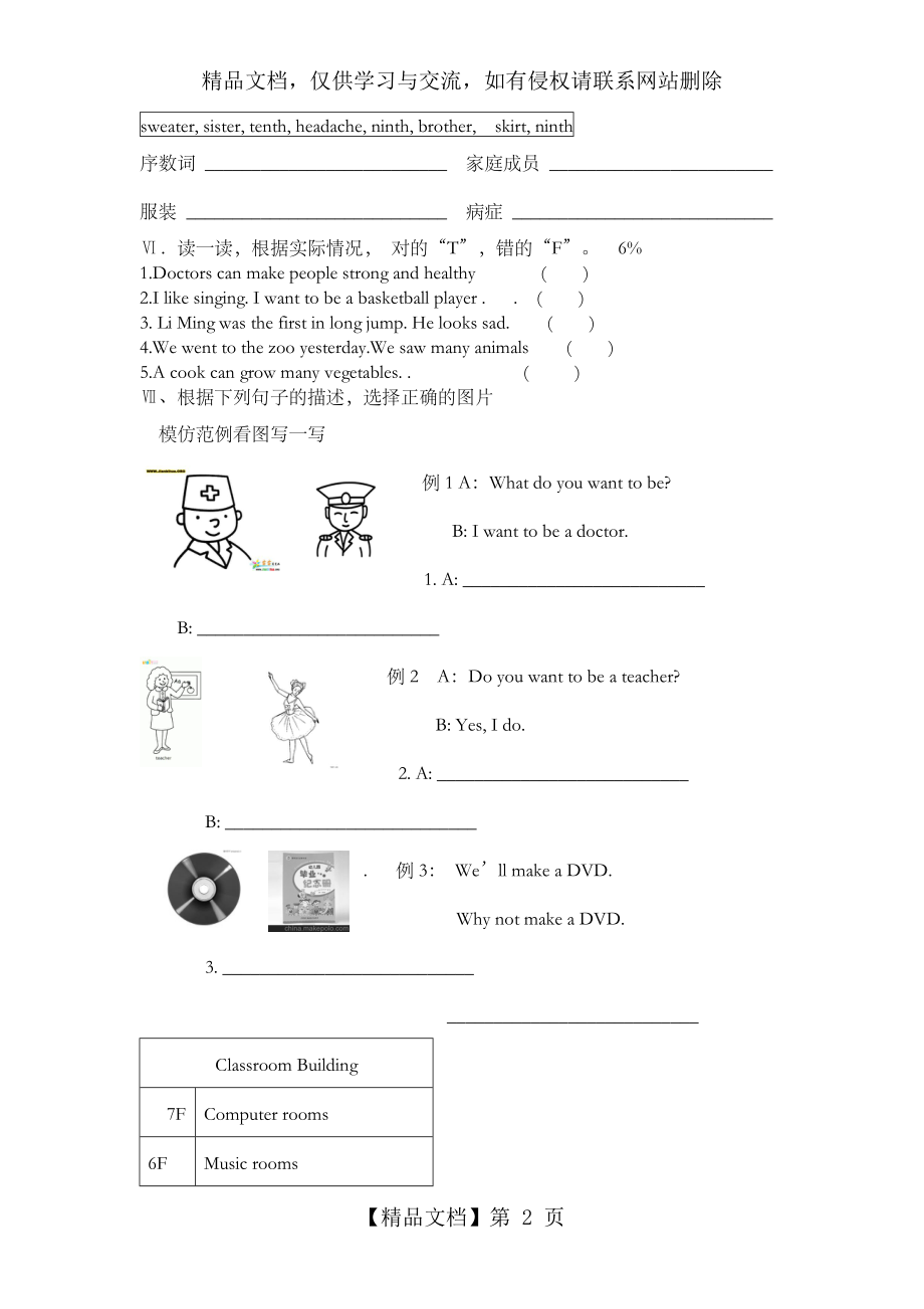 闽教版小学英语六年级下册Unit7练习卷.doc_第2页