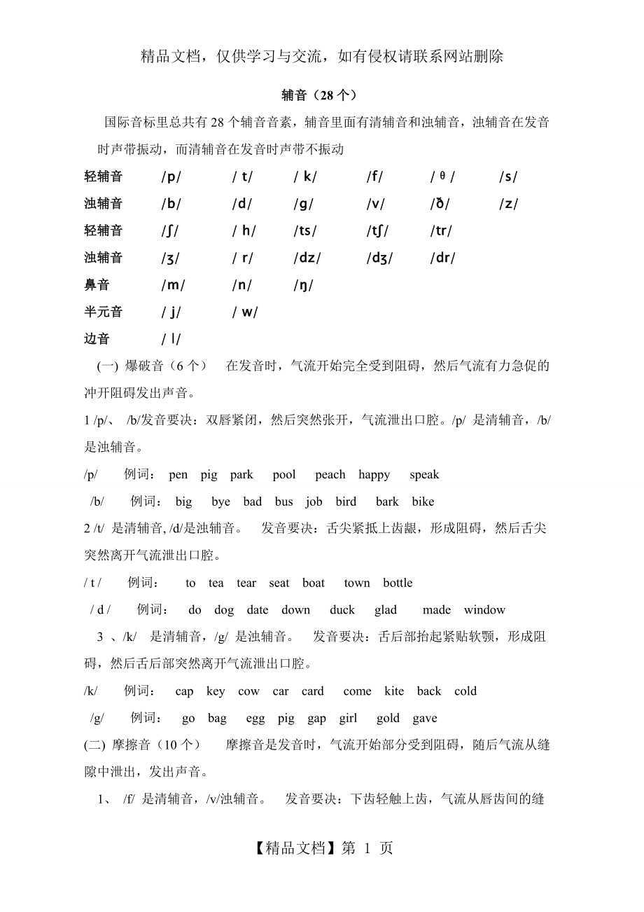 英语国际音标表---辅音.doc_第1页