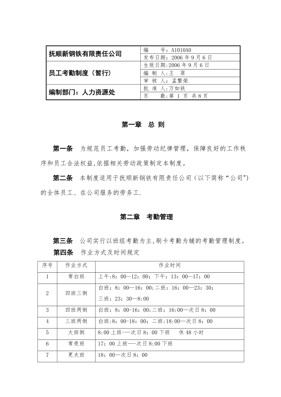 员工考勤制度(暂行)[1].doc_第1页