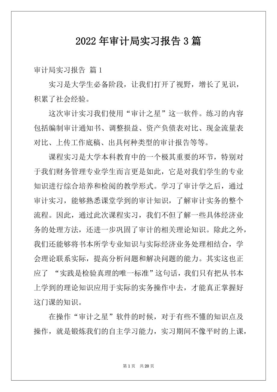 2022年审计局实习报告3篇.docx_第1页