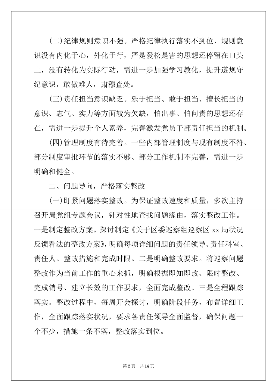 2022年巡察整改工作主要负责人组织落实情况报告参考范文三篇.docx_第2页