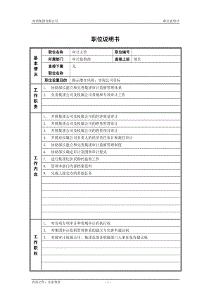 咨询管理战略组织项目麦肯锡工具评估 2审计监察部_审计主管_职位说明书.doc