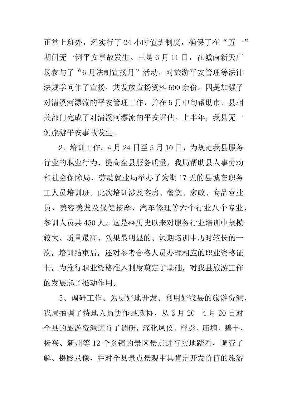 2022年旅游局半年工作总结范文.docx_第2页