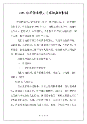 2022年希望小学先进事迹典型材料.docx