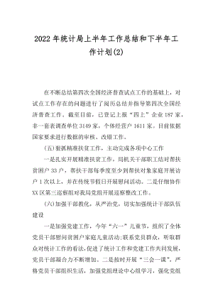 2022年统计局上半年工作总结和下半年工作计划(2).docx