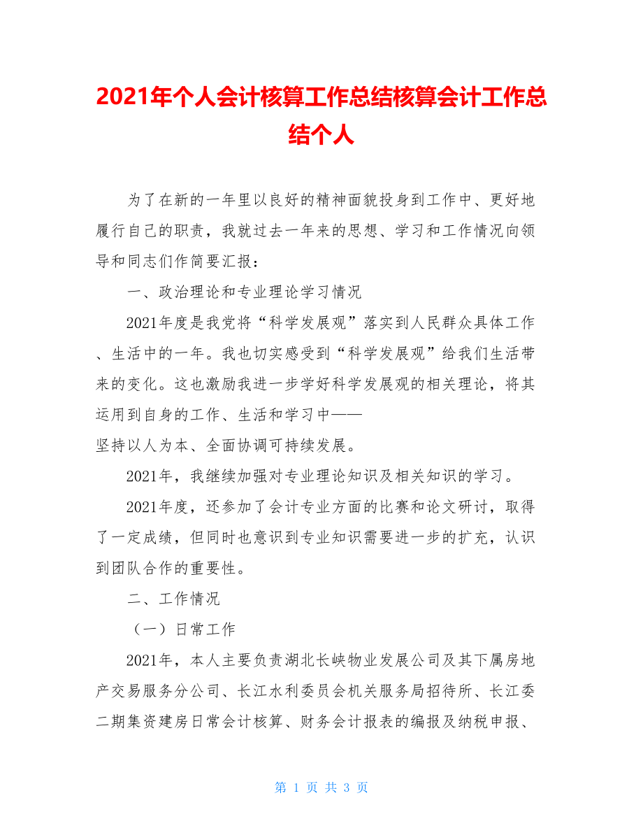 2021年个人会计核算工作总结核算会计工作总结个人.doc_第1页