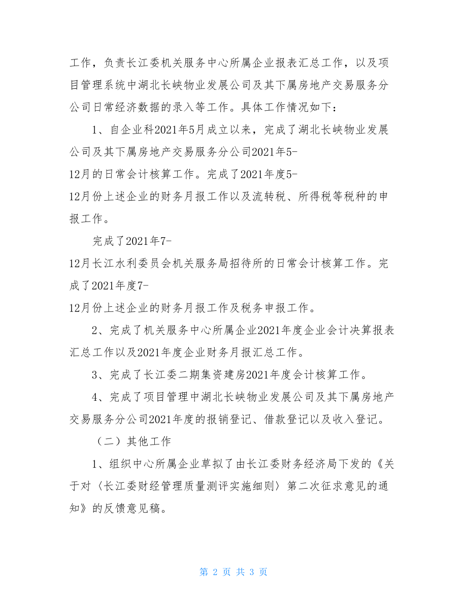 2021年个人会计核算工作总结核算会计工作总结个人.doc_第2页