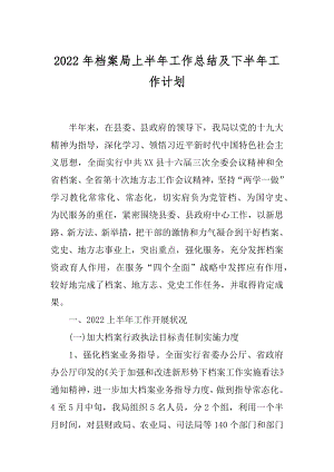 2022年档案局上半年工作总结及下半年工作计划.docx