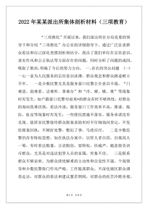 2022年某某派出所集体剖析材料（三项教育）.docx