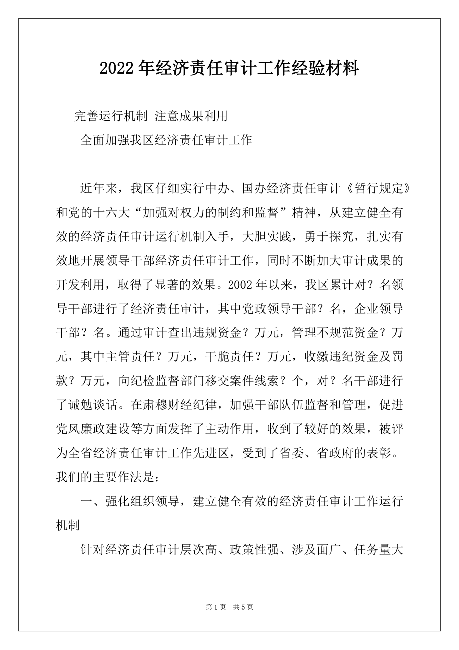 2022年经济责任审计工作经验材料例文.docx_第1页