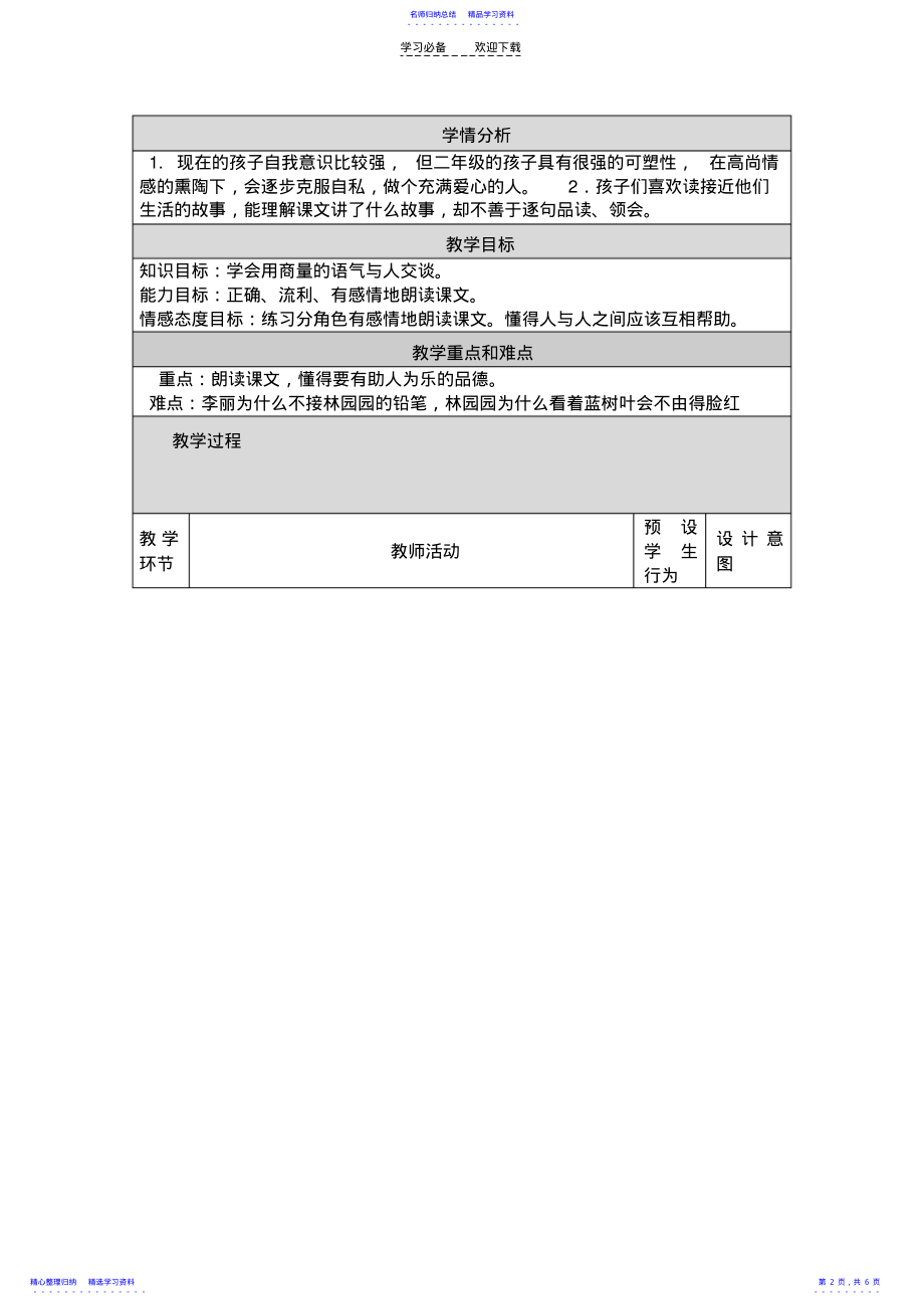 2022年《蓝色的树叶》教学设计 .pdf_第2页