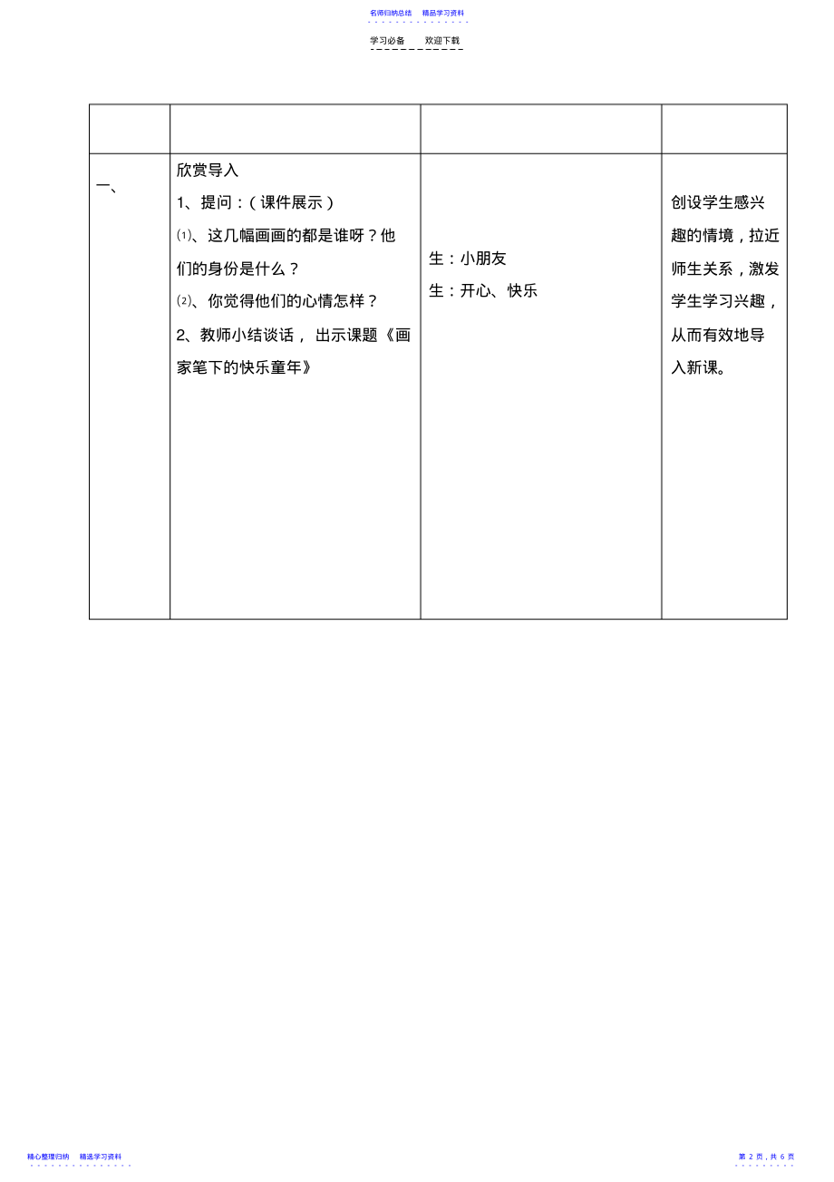 2022年《画家笔下的快乐童年》小班化教案 .pdf_第2页