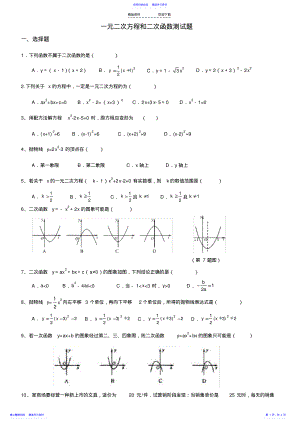 2022年一元二次方程和二次函数测试题 .pdf