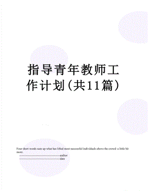 指导青年教师工作计划(共11篇).doc