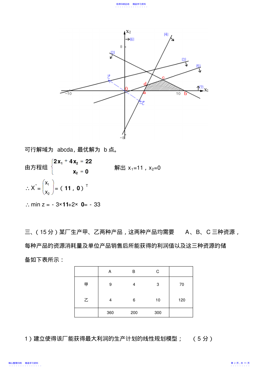 2022年《运筹学》期末考试试题及参考答案 .pdf_第2页