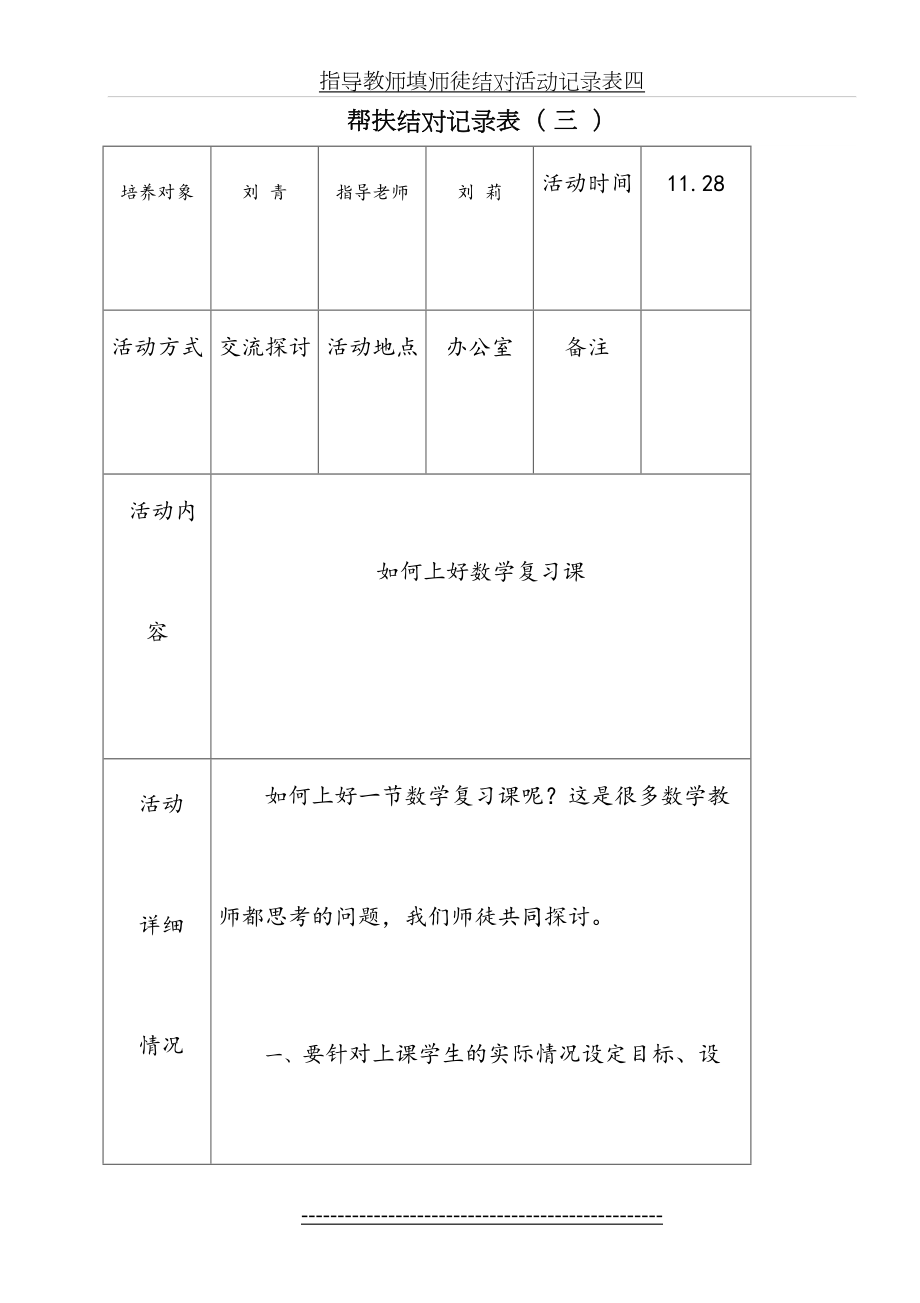 指导教师填师徒结对活动记录表四.doc_第2页