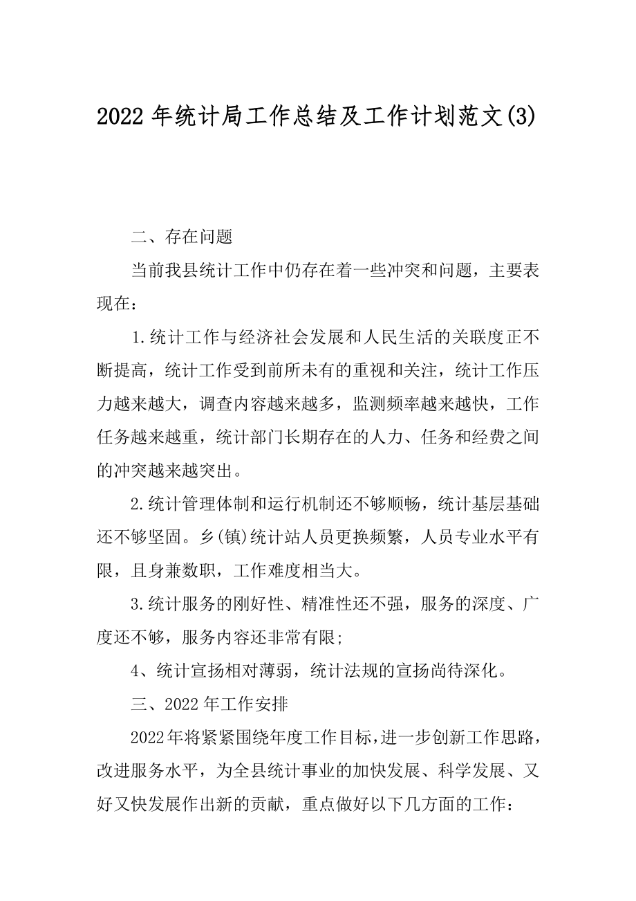 2022年统计局工作总结及工作计划范文(3).docx_第1页