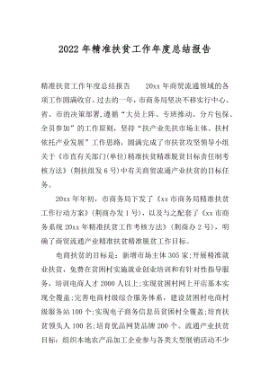 2022年精准扶贫工作年度总结报告.docx