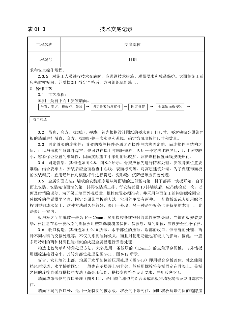 技术交底及其安全资料库技术交底增加建筑工程 金属饰面板安装工艺.docx_第2页