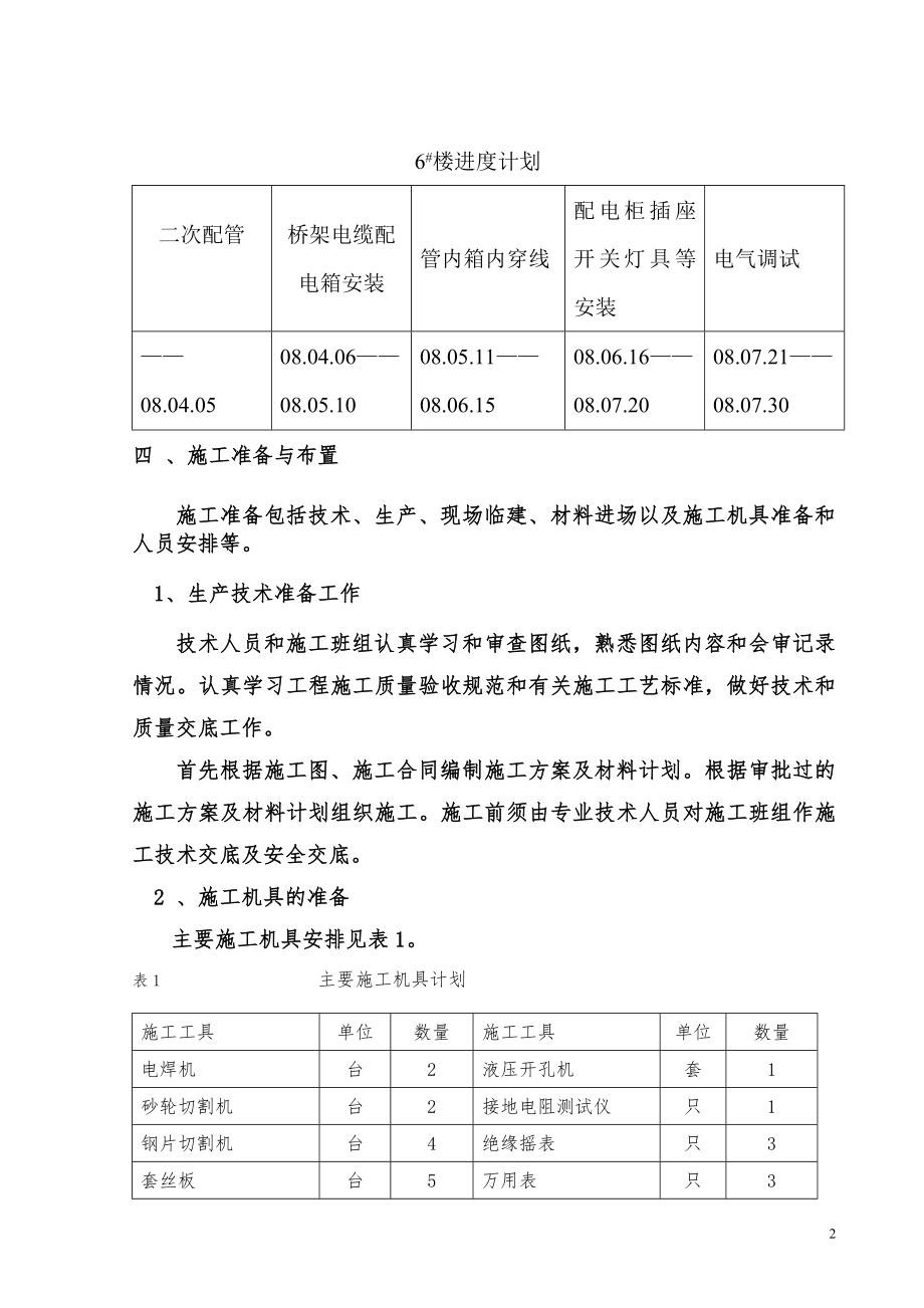 标段招投标电气工程施工组织设计方案施工组织设计.doc_第2页