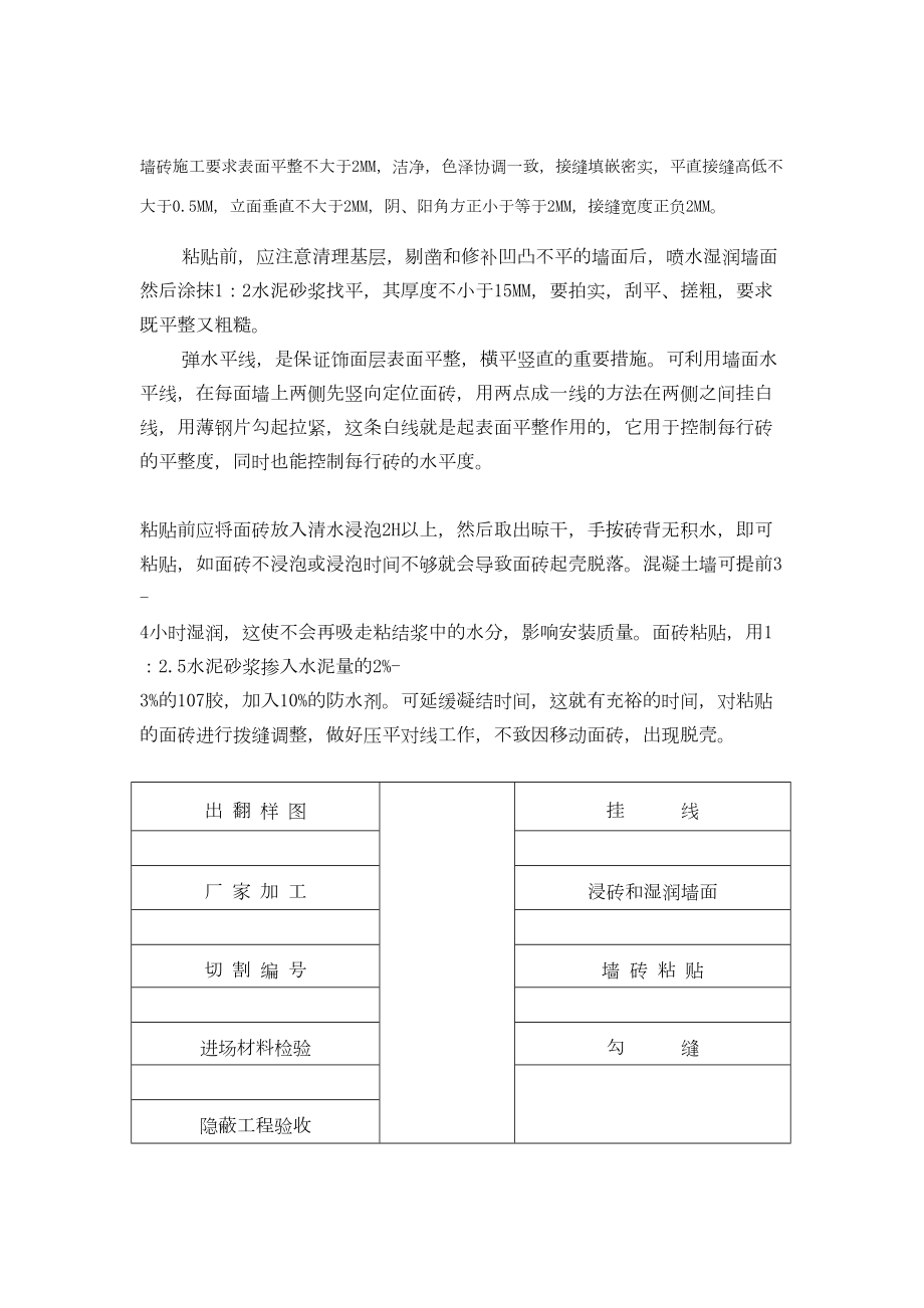 墙砖施工工艺建筑工程施工组织设计.docx_第1页