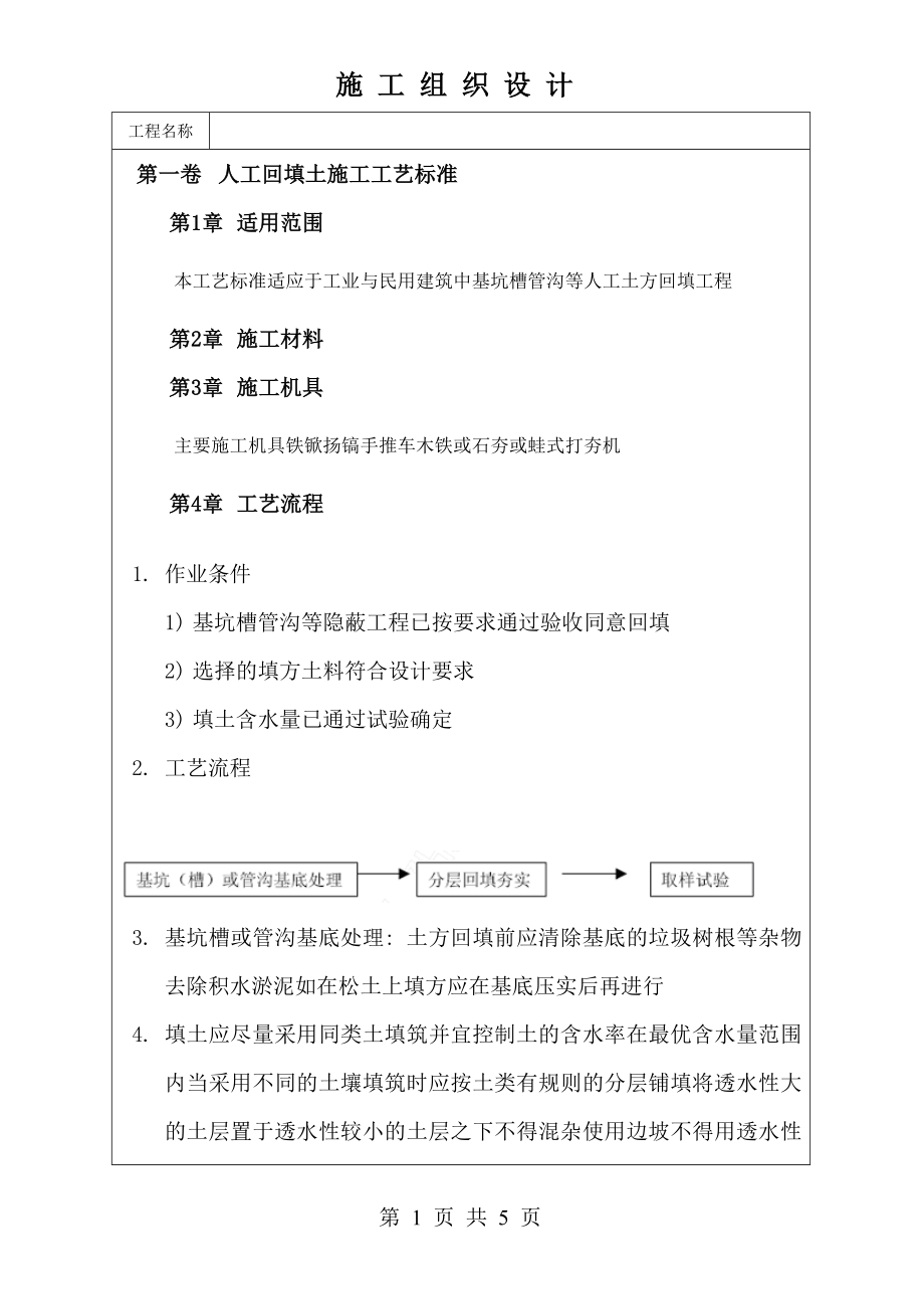 人工回填土施工工艺标准技术交底及施工.docx_第1页