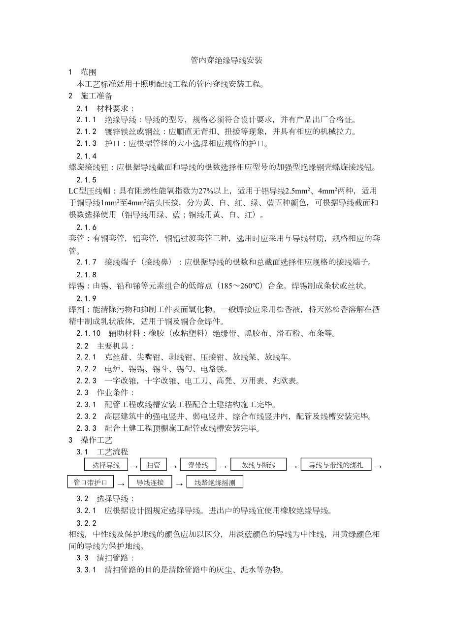 008管内穿绝缘导线安装工艺建筑工程施工组织设计.docx_第1页