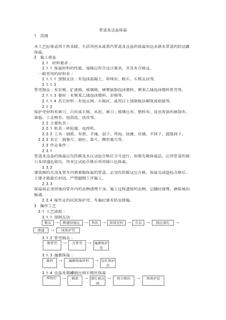 016管道及设备保温工艺建筑工程施工组织设计.docx_第1页