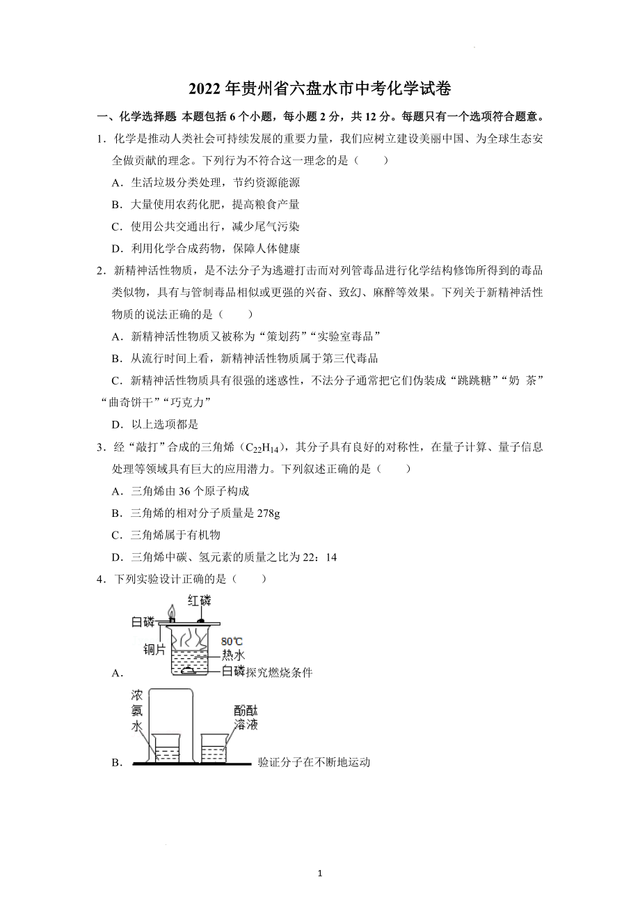 2022年贵州省六盘水市中考化学试题.docx_第1页