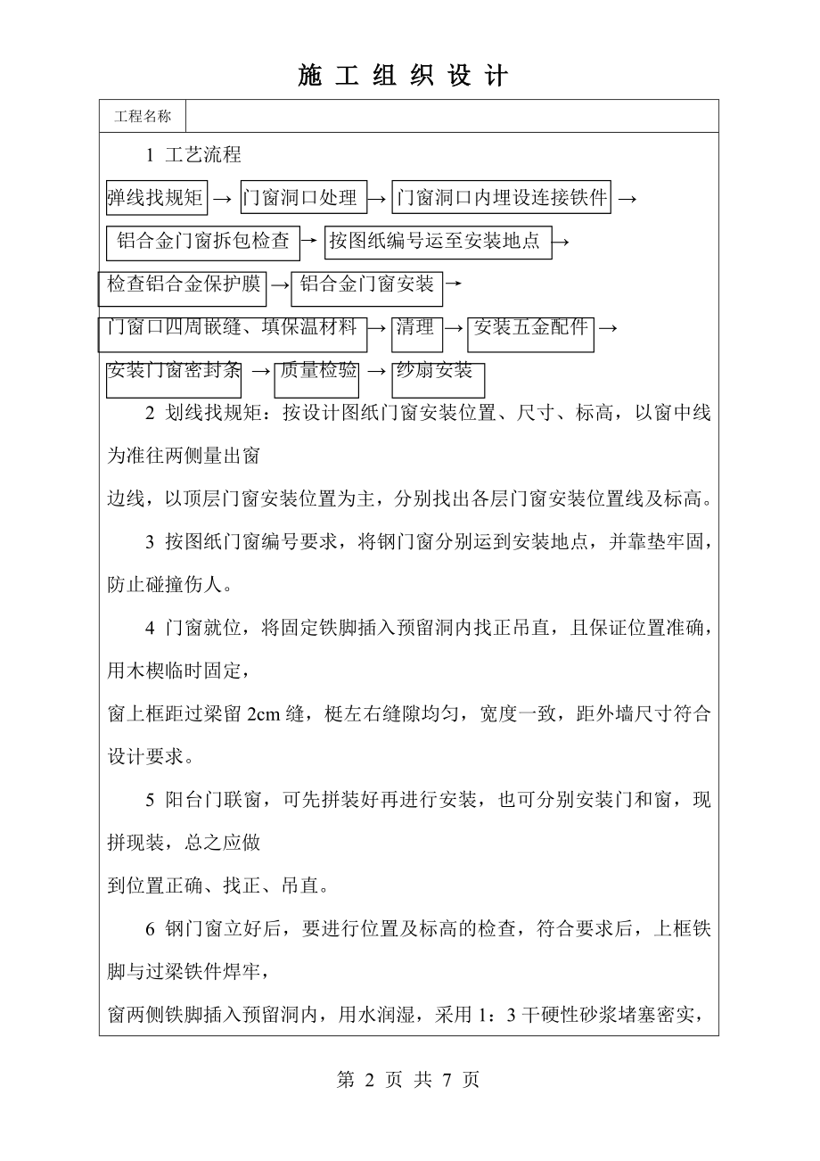 钢门窗安装工艺标准技术交底及施工.docx_第2页