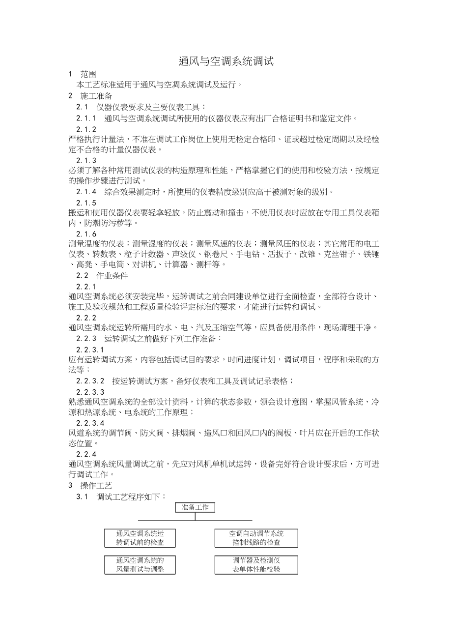 013通风与空调系统调试工艺建筑工程施工组织设计.docx_第1页